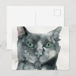 Watercolor Cat Postcard
