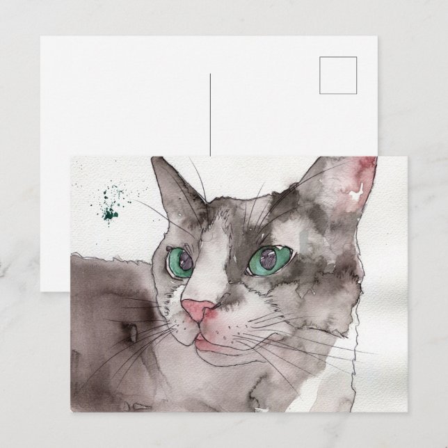 Watercolor Cat Postcard (Front/Back)