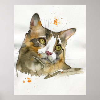 Watercolor Cat Poster