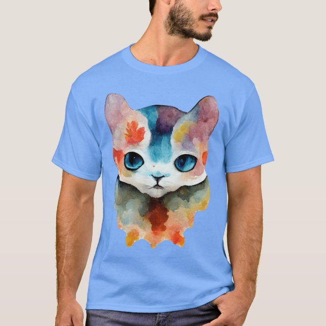 Watercolor cat retro T-Shirt (Front)