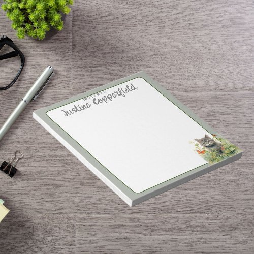 Watercolor Cat Sage Personalize From The Desk Notepad