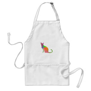 Watercolor Cat Silhouette Adult Apron