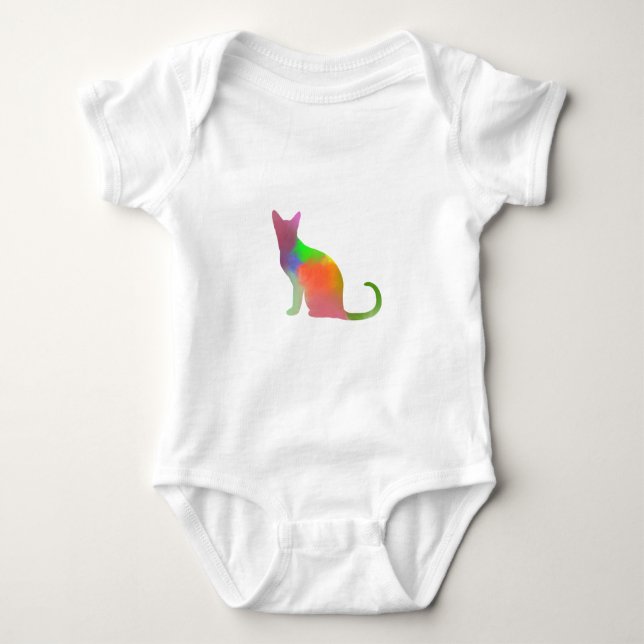Watercolor Cat Silhouette Baby Bodysuit (Front)