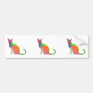 Watercolor Cat Silhouette Bumper Sticker