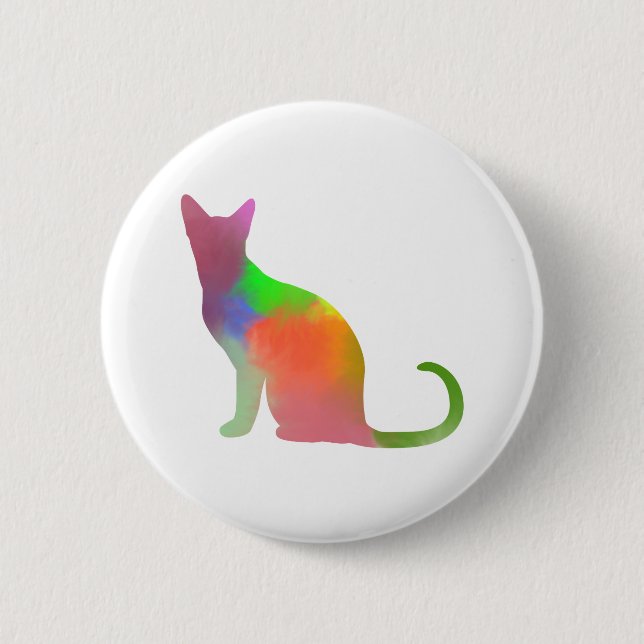 Watercolor Cat Silhouette Button (Front)
