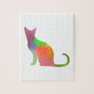 Watercolor Cat Silhouette Jigsaw Puzzle
