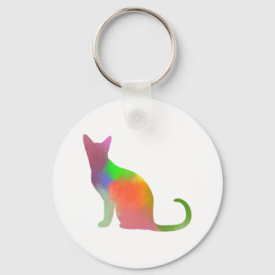 Watercolor Cat Silhouette Keychain