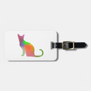 Watercolor Cat Silhouette Luggage Tag