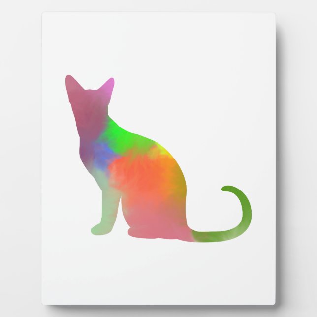 Watercolor Cat Silhouette Plaque (Front)
