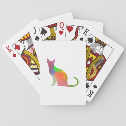 Watercolor Cat Silhouette Poker Cards