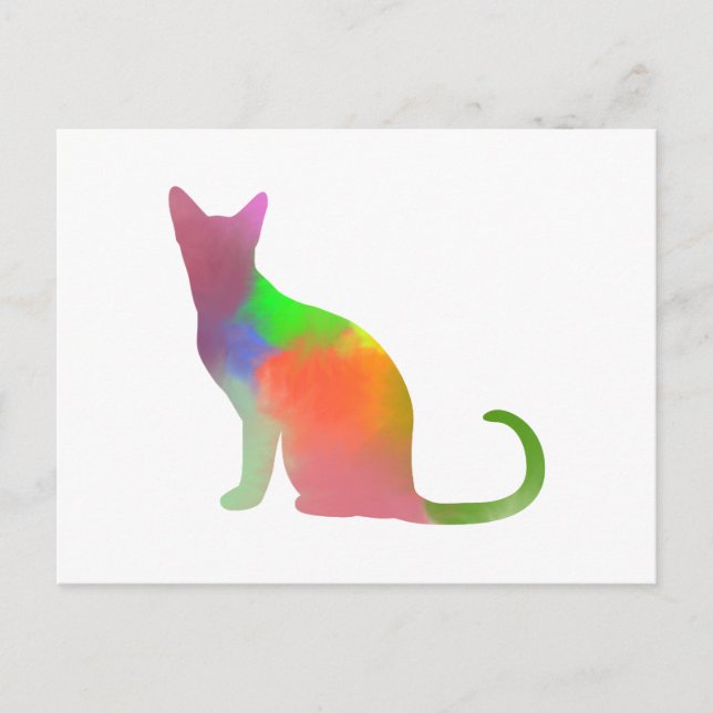 Watercolor Cat Silhouette Postcard (Front)