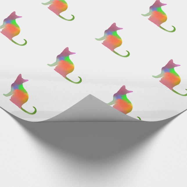 Watercolor Cat Silhouette Wrapping Paper (Corner)