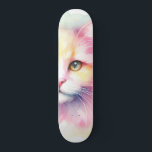 Watercolor Cat Skateboard<br><div class="desc">Watercolor Pastel Cat Art</div>
