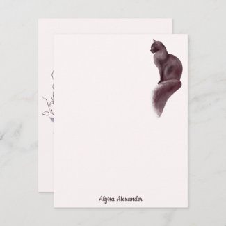 Watercolor Cat Stylish Trendy Feminine Blush Pink 