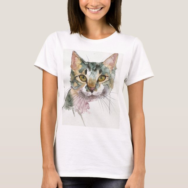 Watercolor Cat T-Shirt (Front)