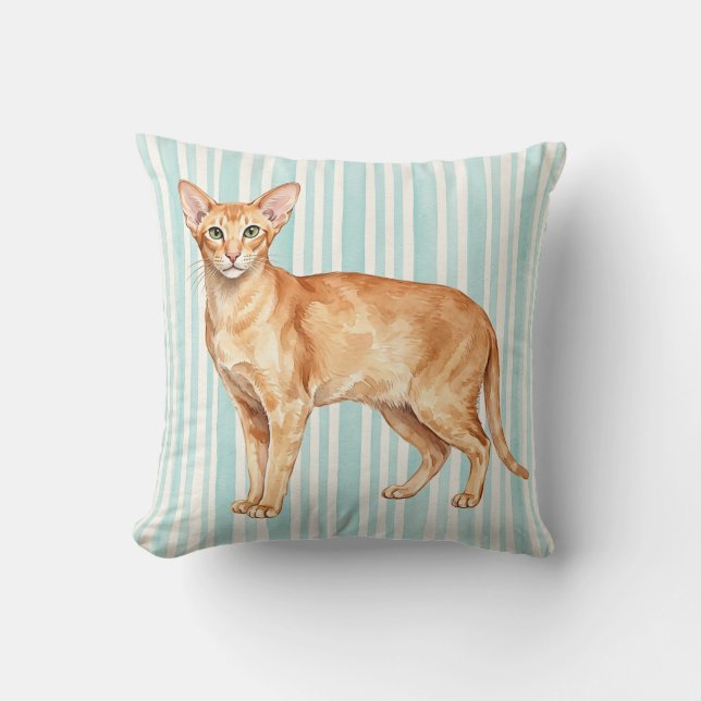 Watercolor Cat Throw Pillow (Front)