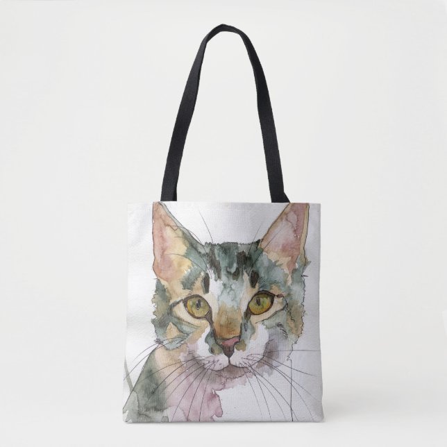 Watercolor Cat Tote Bag (Front)