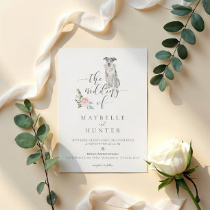 Watercolor Catahoula Leopard Dog & Floral Rose Invitation