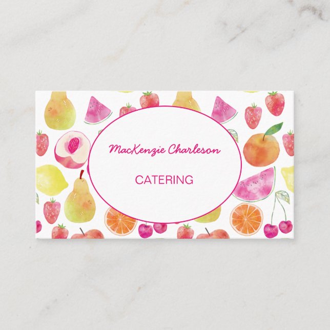 Watercolor Catering Fruit Business Card (Front)