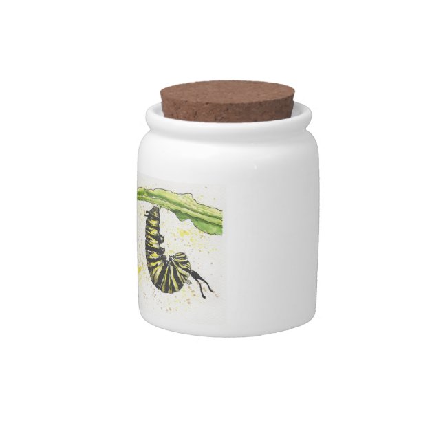 Watercolor Caterpillar Candy Jar (Front)