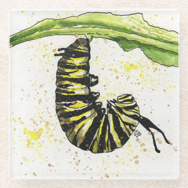 Watercolor Caterpillar Coaster (Front)