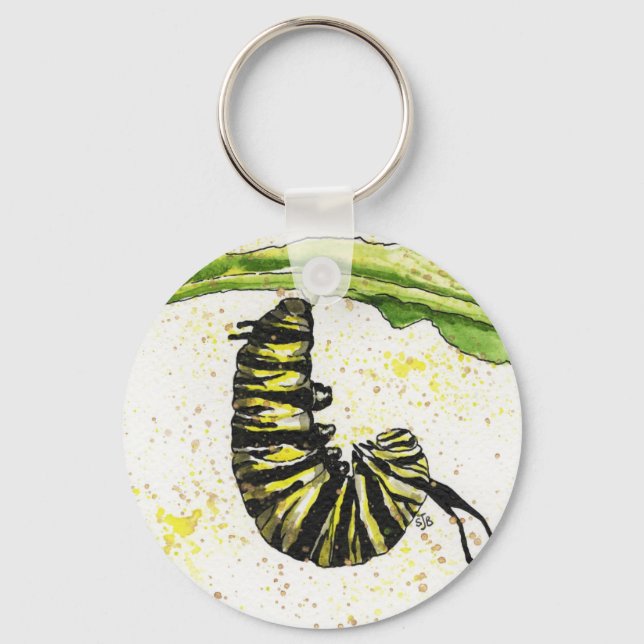 Watercolor Caterpillar Keychain (Front)