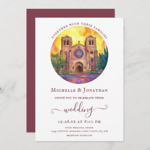Watercolor Cathedral Church All In One Wedding Invitation