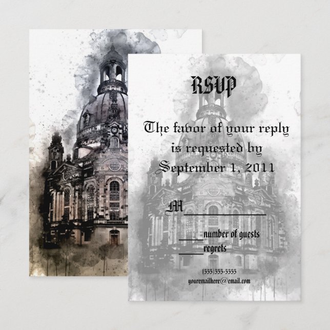 Watercolor Cathedral RSVP Card (Front/Back)