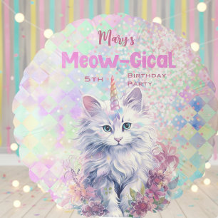 Watercolor Caticorn Meow-Gical Birthday  Balloon