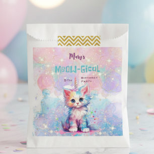 Watercolor Caticorn Meow-Gical Birthday Favor Bag
