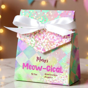 Watercolor Caticorn Meow-Gical Birthday  Favor Boxes