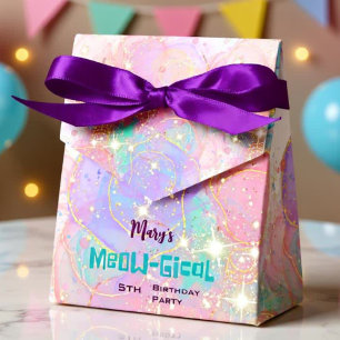 Watercolor Caticorn Meow-Gical Birthday Favor Boxes