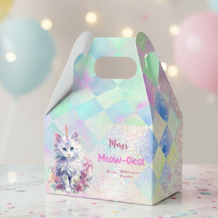 Watercolor Caticorn Meow-Gical Birthday  Favor Boxes