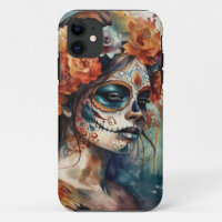 Watercolor Catrina Dia de los Muertos Sugar Skull