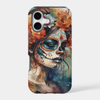 Watercolor Catrina Dia de los Muertos Sugar Skull