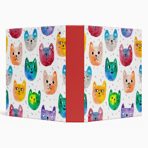 Watercolor cats and friends 3 ring binder