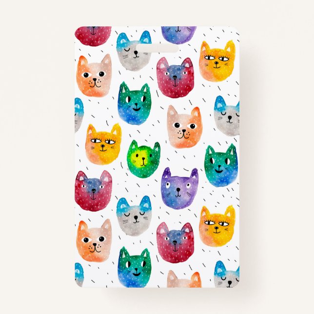 Watercolor cats and friends badge (Front)