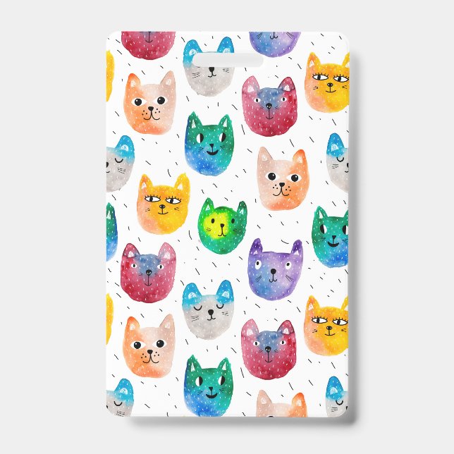 Watercolor cats and friends badge (Front)