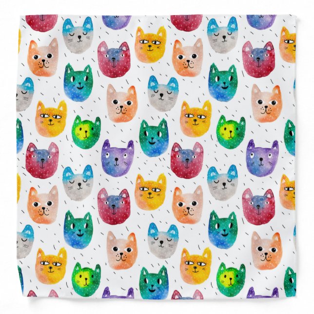 Watercolor cats and friends bandana (Front)