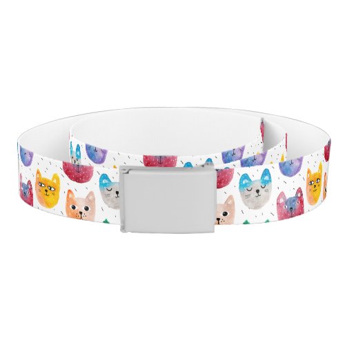 Watercolor cats and friends belt