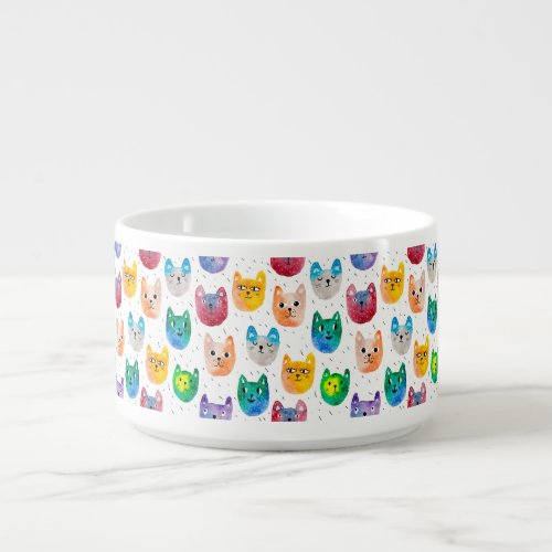 Watercolor cats and friends bowl