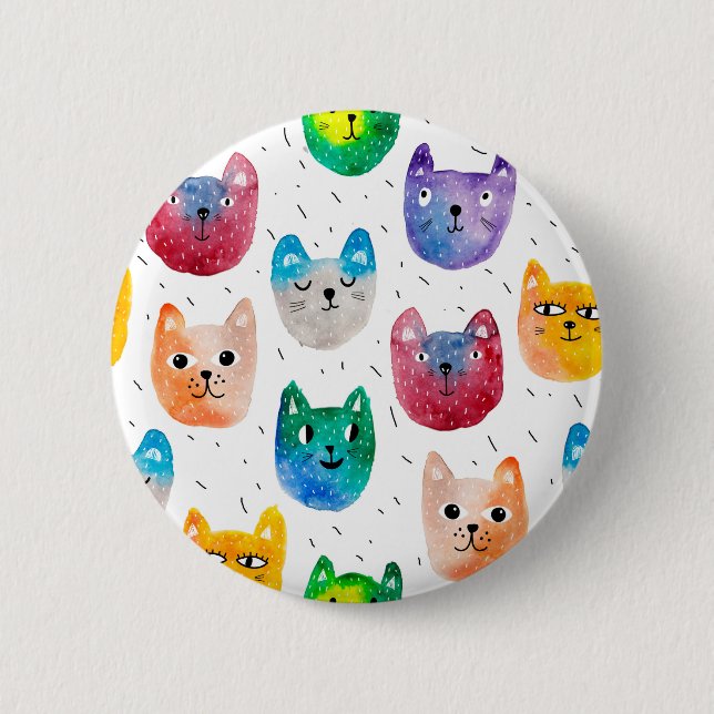 Watercolor cats and friends button (Front)
