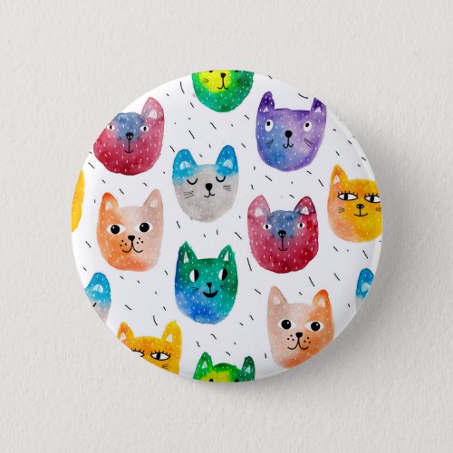Watercolor cats and friends button