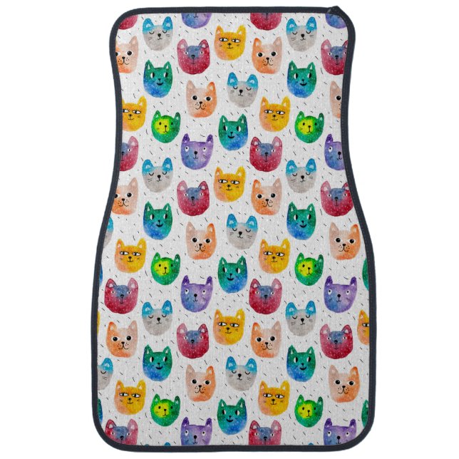 Watercolor cats and friends car floor mat (Front)