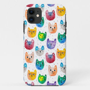 Watercolor cats and friends iPhone 11 case