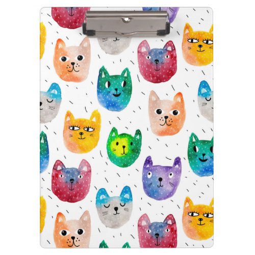 Watercolor cats and friends clipboard