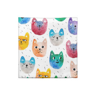 Watercolor cats and friends cloth napkin