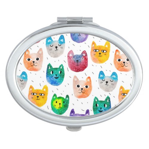 Watercolor cats and friends compact mirror