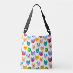 Watercolor cats and friends crossbody bag