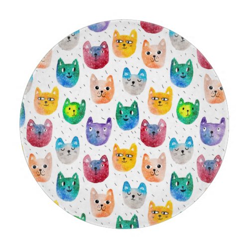 Watercolor cats and friends cutting board